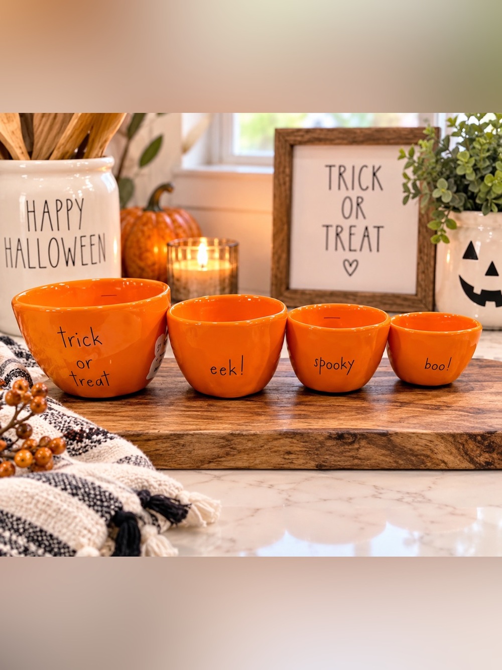 NEW Rae Dunn Jack-O’-Lantern Measuring Cups Set – Orange Halloween 🎃